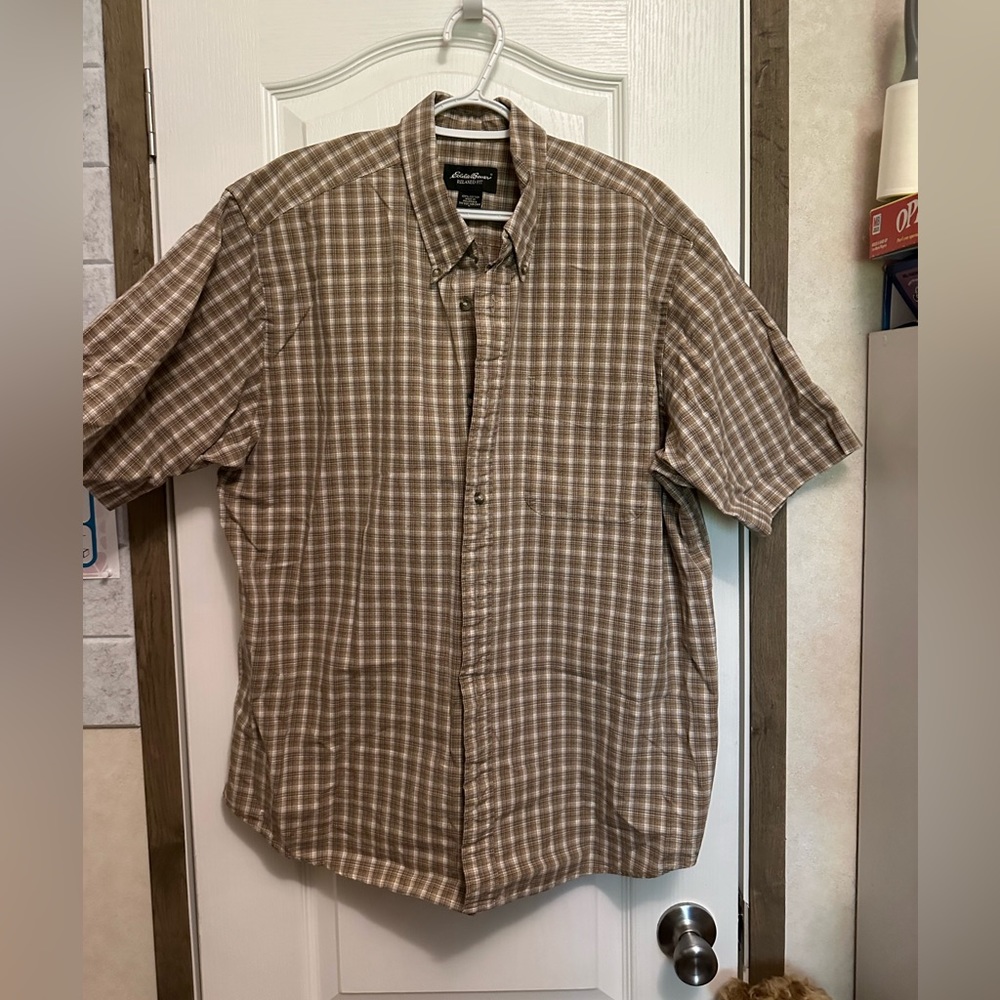 Eddie Bauer  brown button up shirt